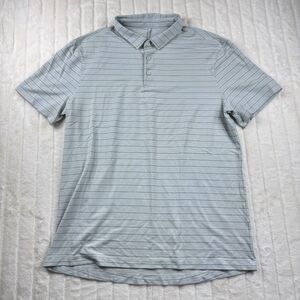 Lululemon Polo Shirt Mens XL Striped Gray Solid Performance Short Sleeve Stretch